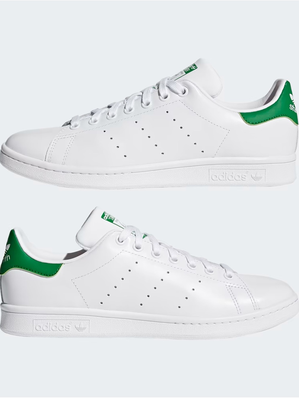 adidas White Leather Sneakers with Green Heel Tab - Women’s